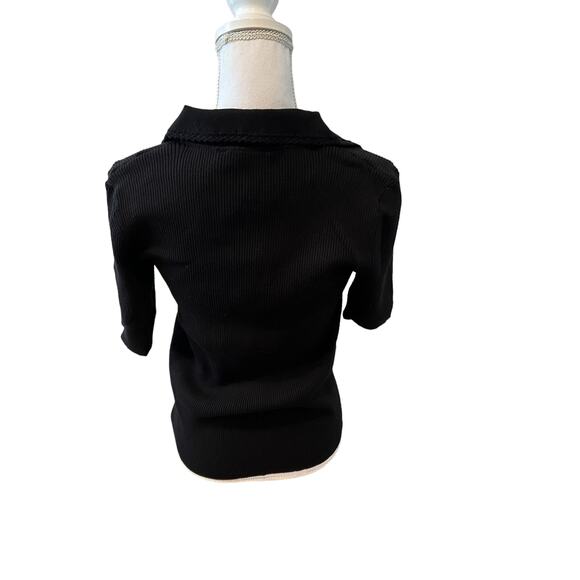 Elie Tahari Black Button-Up Sweater - Picture 6 of 8